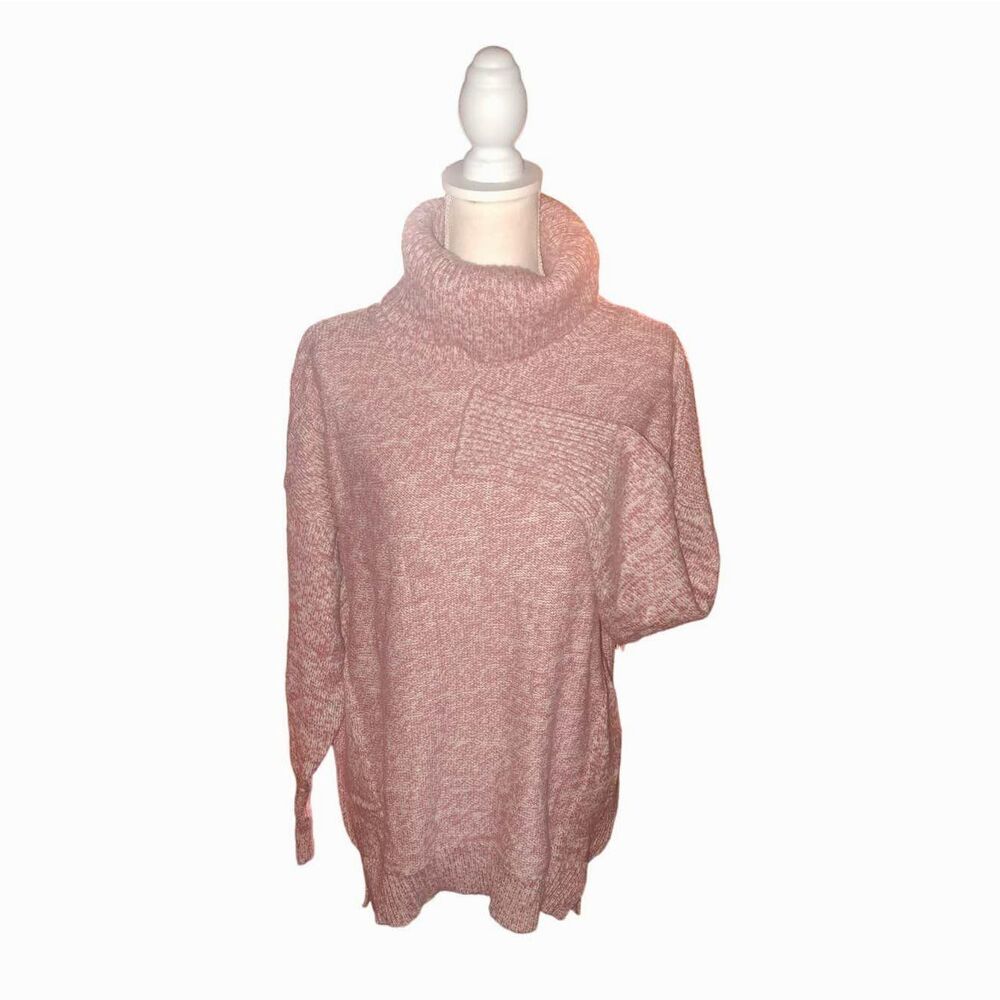 SALE! NWT-H By Halston French Pink/White Wool & Cotton Blend Cozy Turtleneck XL